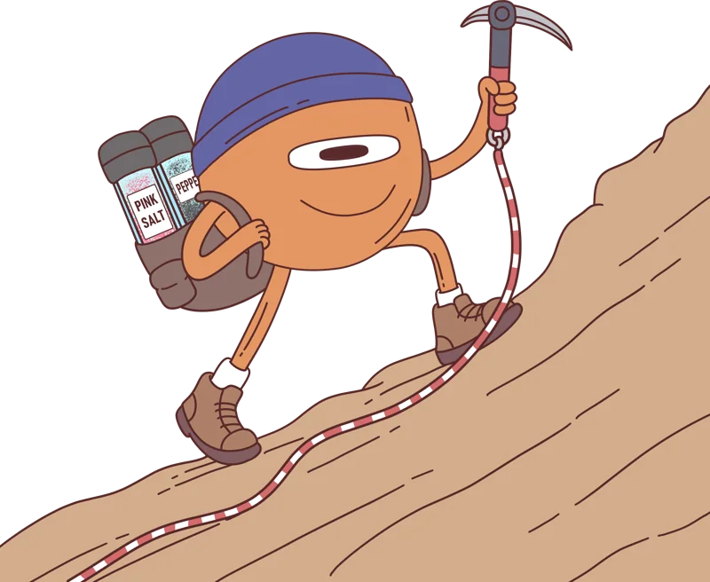 A climber character with an ice axe